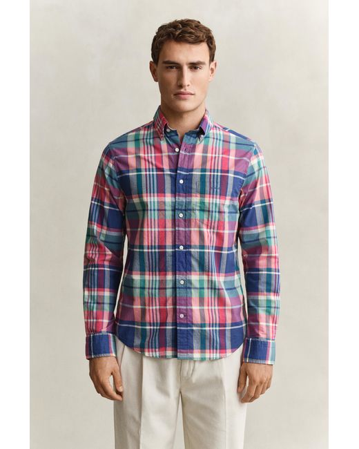 Gant Blue Madras Checked Shirt for men