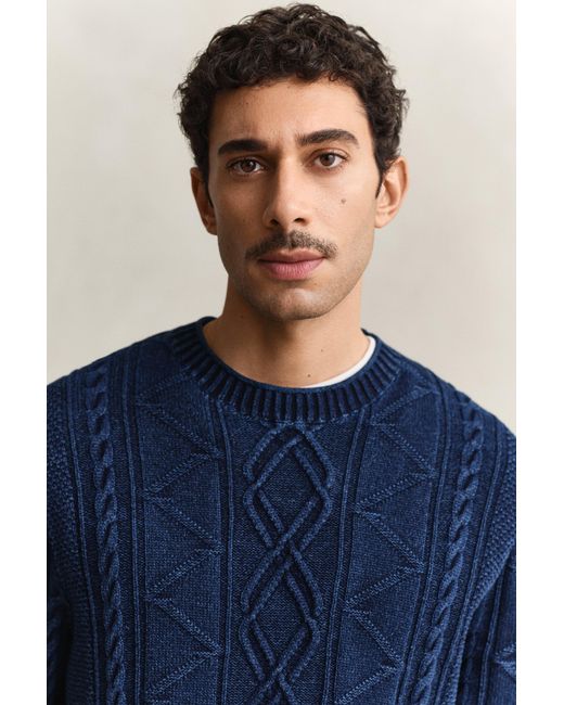 Gant Blue Cable Knit Sweater Rich for men