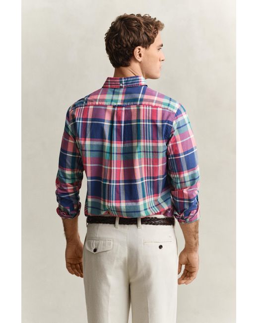 Gant Blue Madras Checked Shirt for men