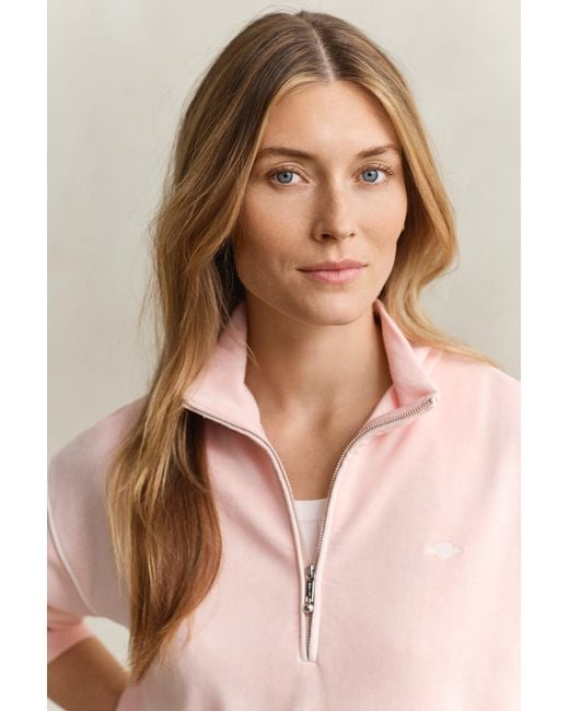 Gant Red Washed Shield Half-Zip Sweatshirt