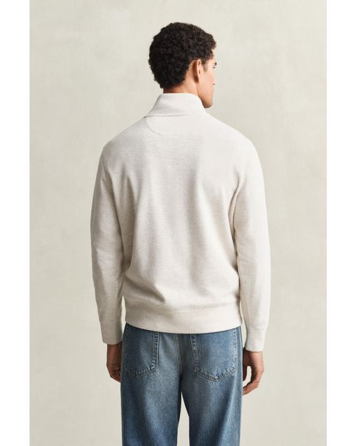 Gant Natural Sacker Rib Half-Zip Sweatshirt Seed Melange for men