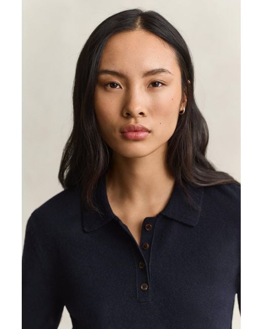 Gant Blue Lambswool Rugger Sweater Evening