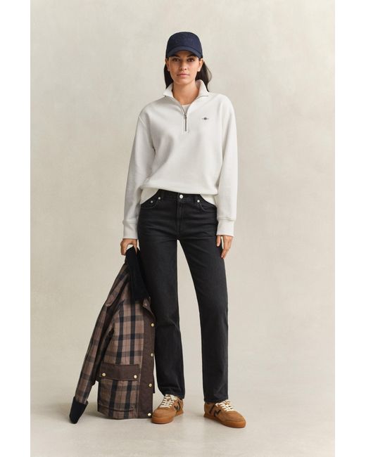 Gant White Shield Half Zip Sweatshirt