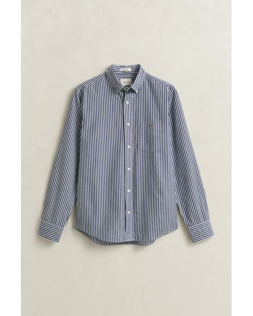 Gant Blue Striped Classic Poplin Shirt Persian for men