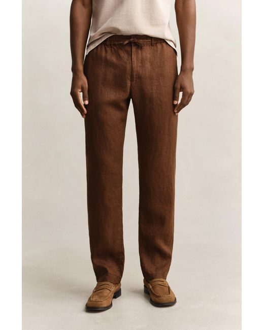 Gant Natural Linen Pants Mahogany for men