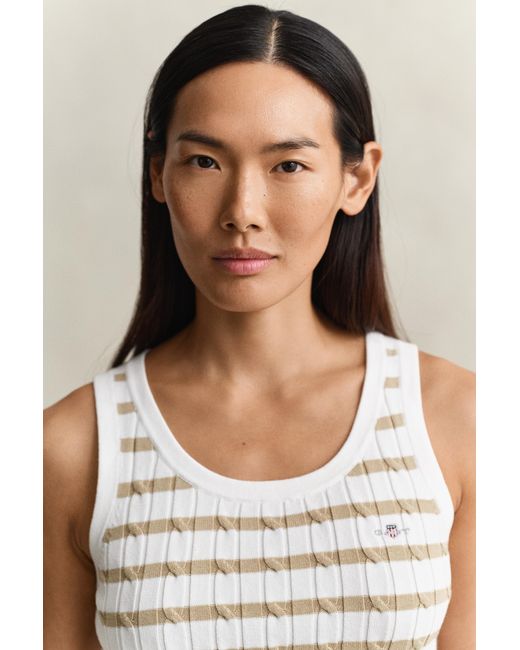 Gant Blue Striped Cable Knit Tank Top