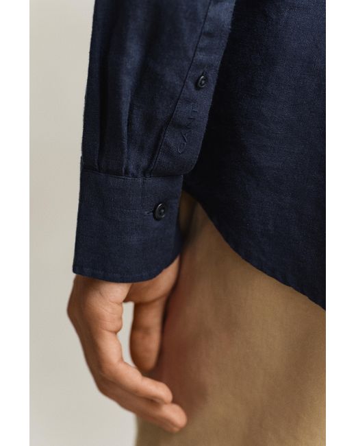 Gant Blue Linen Shirt Evening for men