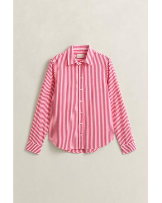 Gant Pink Regular Fit Striped Classic Poplin Shirt