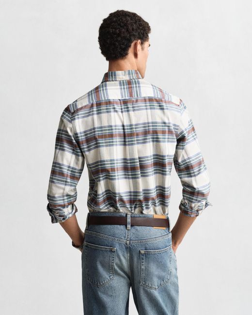 Gant Gray Regular Fit Classic Checked Oxford Shirt Woody for men