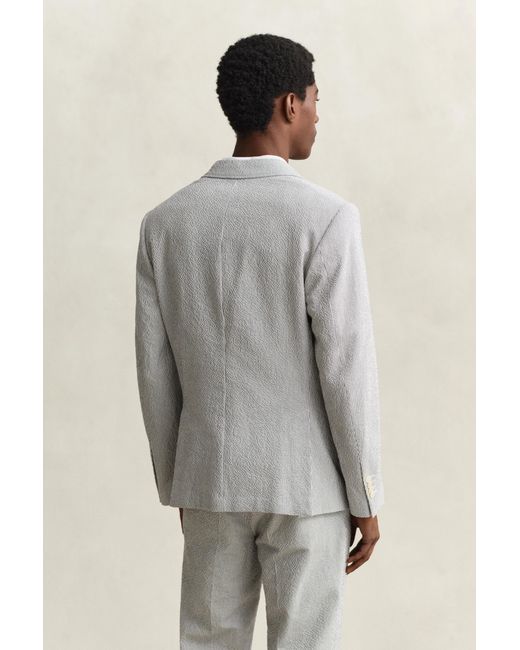 Gant Gray Seersucker Suit Jacket Eggshell for men
