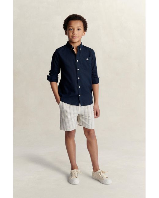 Gant Blue Teens Teen Boys Linen Blend Shirt Evening for men