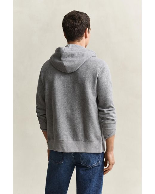 Gant Gray Shield Zip Hoodie Melange for men