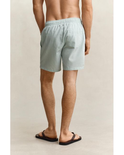 Gant Blue Striped Seersucker Swim Shorts for men