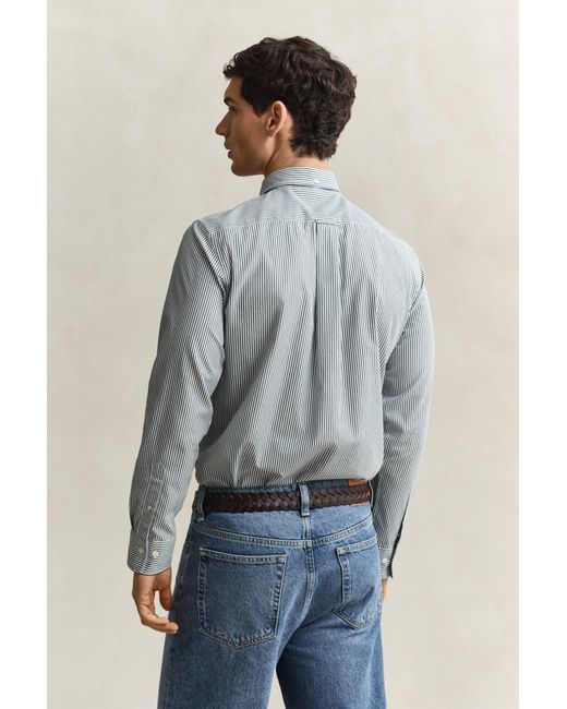 Gant Gray Classic Regular Striped Poplin Shirt for men