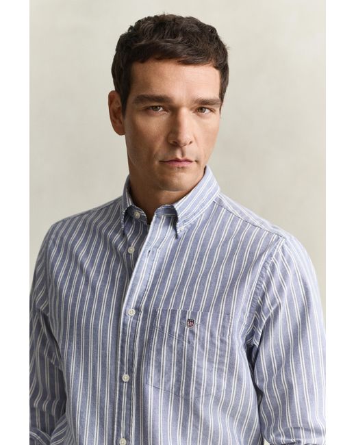 Gant Blue Striped Classic Oxford Shirt College for men