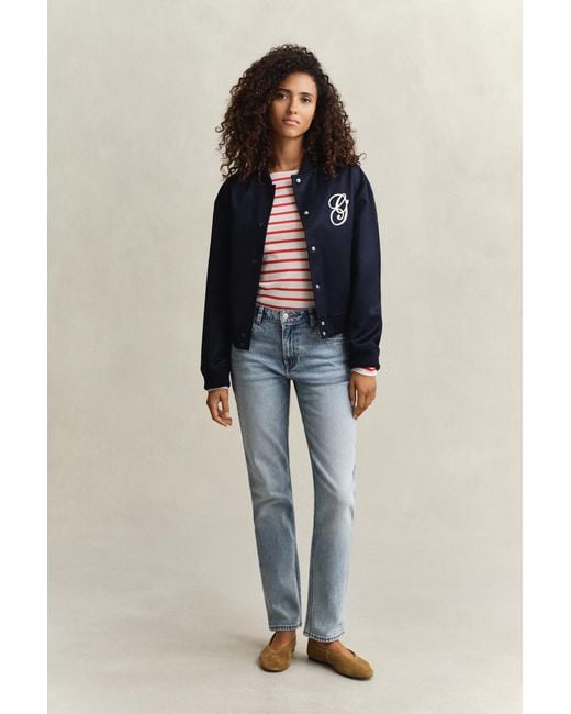 Gant Red Breton Striped Long Sleeve T-Shirt
