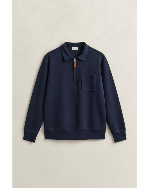 Gant Blue Ponte Di Roma Half-Zip Sweatshirt Evening for men