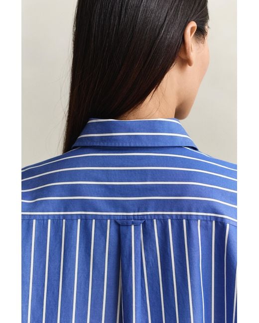 Gant Blue Relaxed Fit Classic Striped Poplin Shirt