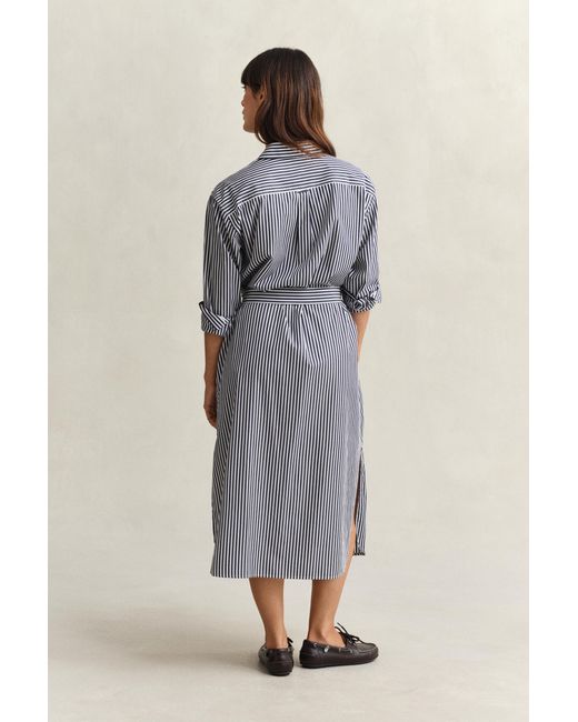 Gant Blue Striped Poplin Shirt Dress Classic