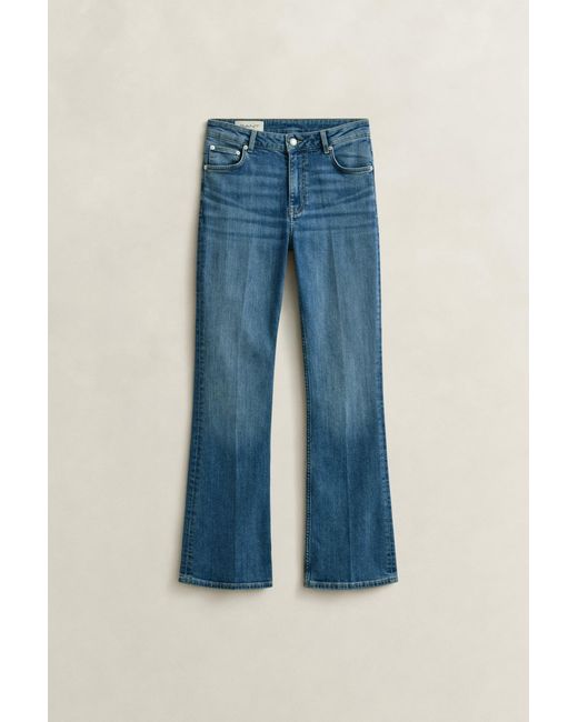 Gant Blue Slim Flared Stretch Jeans Mid Broken In