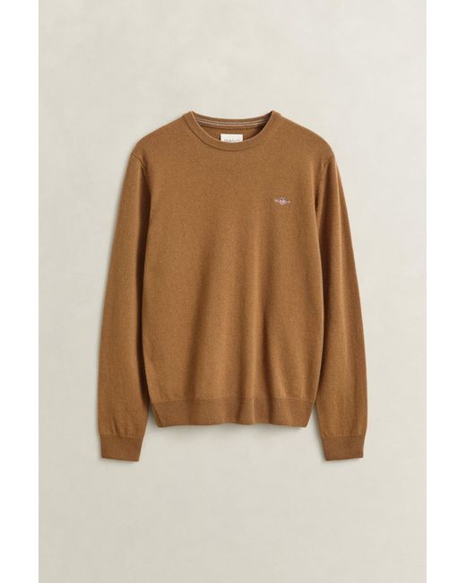 Gant Blue Lambswool Crew Neck Sweater for men