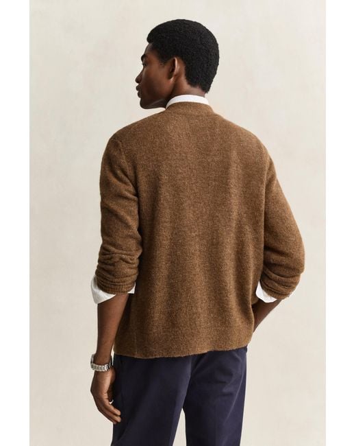 Gant Blue X Yale Brushed Wool Cardigan for men