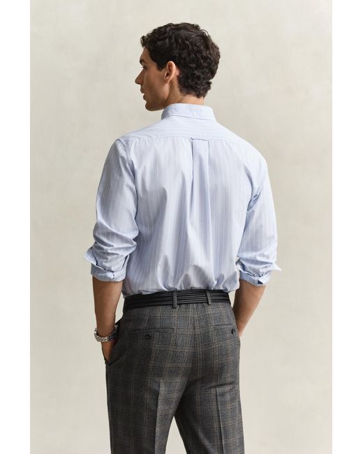 Gant Blue Striped Classic Poplin Shirt for men