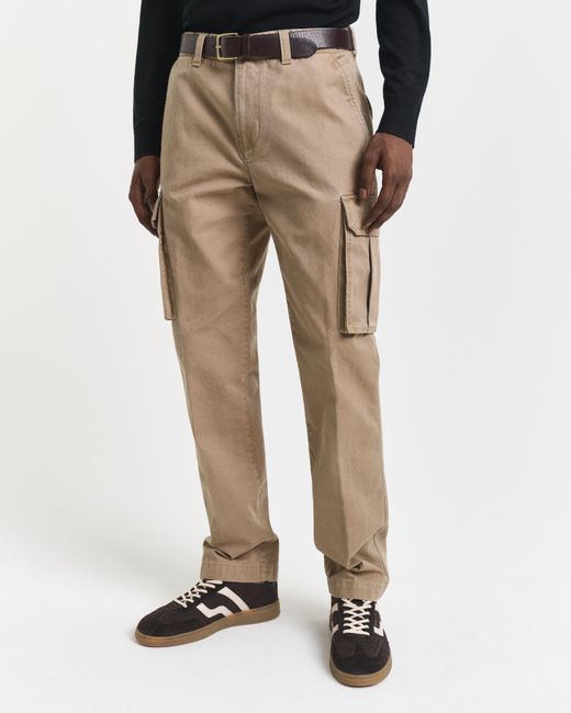 Gant Natural Regular Fit Cotton Twill Cargo Pants Light Taupe for men
