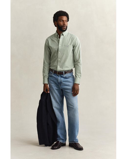 Gant Green Gingham Classic Poplin Shirt for men