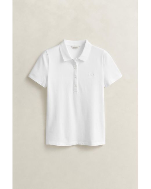Gant White Slim Fit Polo Shirt