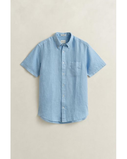 Gant Blue Short Sleeve Linen Shirt for men