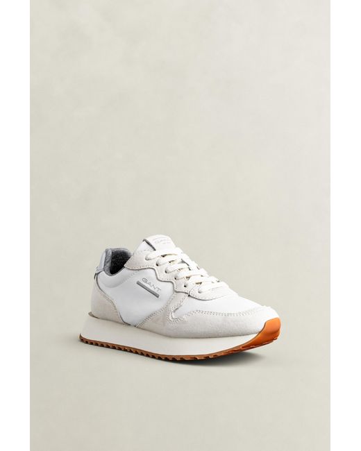 Gant White Bevinda Suede Nylon Sneakers Eggshell