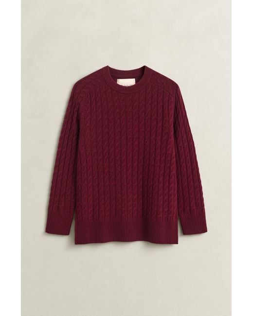 Gant Red Wool Cashmere Cable Knit Sweater