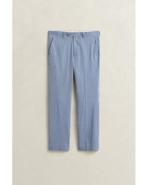 Gant Blue Linen Blend Suit Pants for men