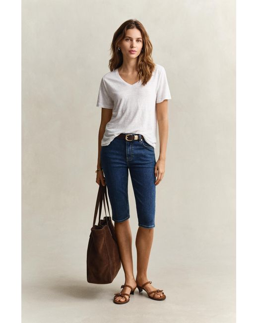 Gant Blue Denim Capri Pants Mid