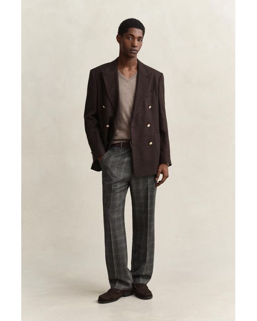 Gant Brown Cotton V-Neck Sweater for men