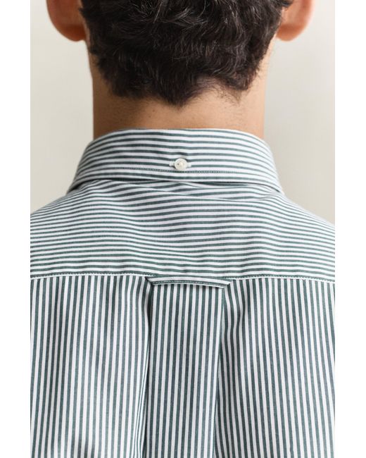 Gant Gray Classic Regular Striped Poplin Shirt for men