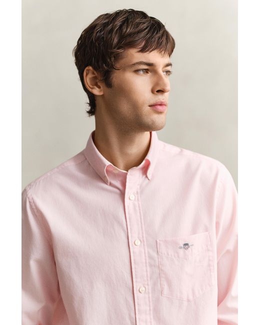 Gant Pink Banker Stripe Classic Poplin Shirt for men