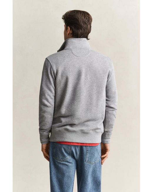 Gant Gray Shield Half-Zip Sweatshirt Melange for men