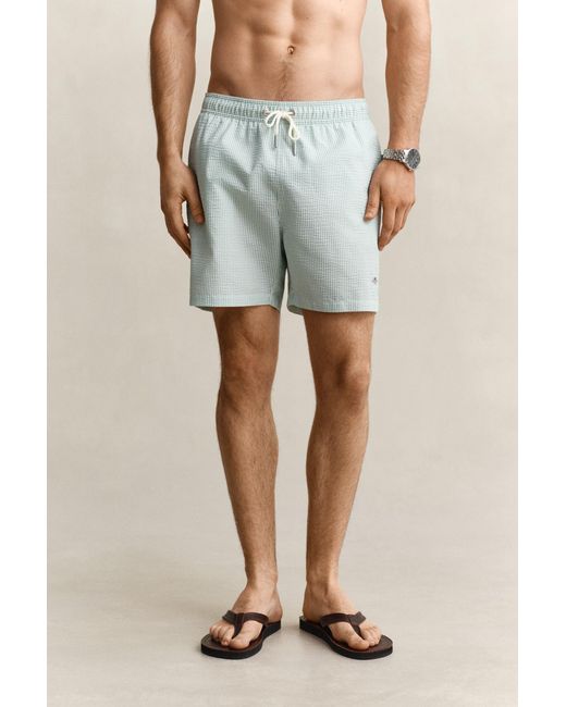Gant Blue Striped Seersucker Swim Shorts for men