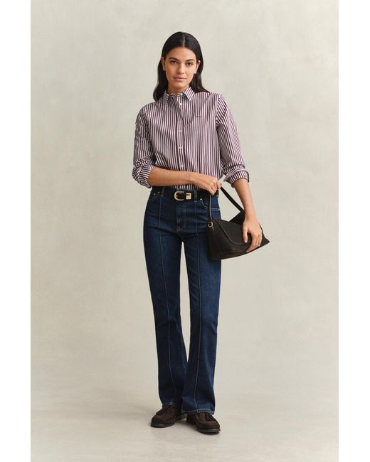 Gant Purple Classic Regular Striped Poplin Shirt