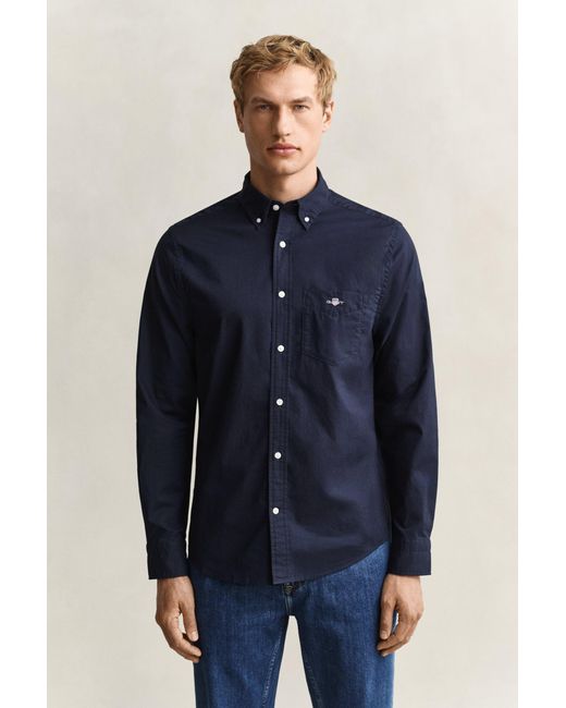 Gant Blue Classic Regular Poplin Shirt Evening for men
