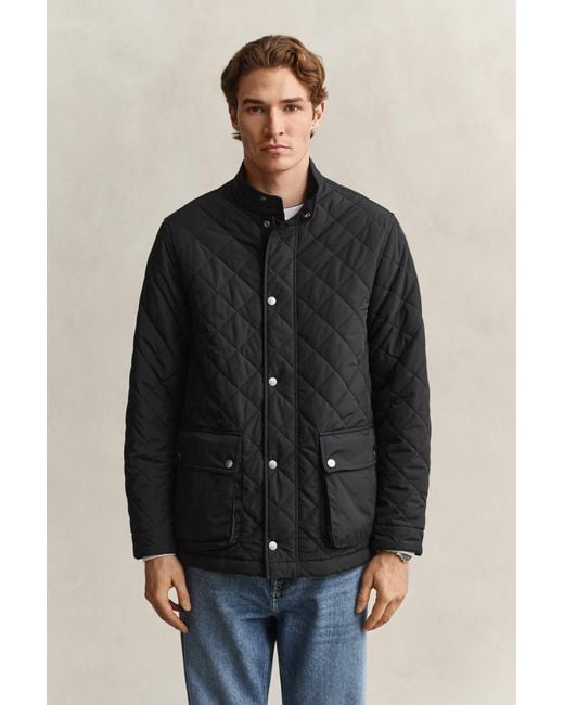 Gant Black Quilted Mid Jacket for men