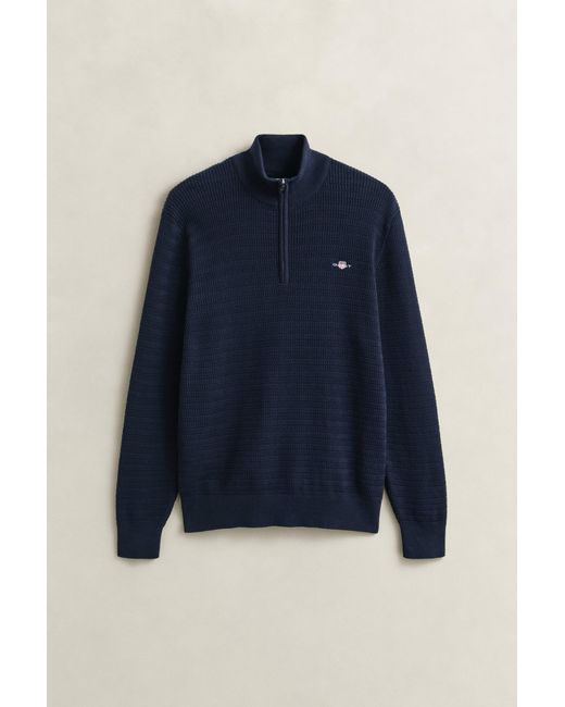 Gant Blue Mini Cable Half Zip Jumper for men