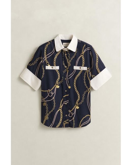 Gant Blue Contrast Blouse Evening