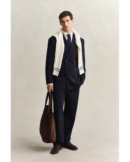 Gant Blue Tonal Pinstripe Suit Jacket Evening for men