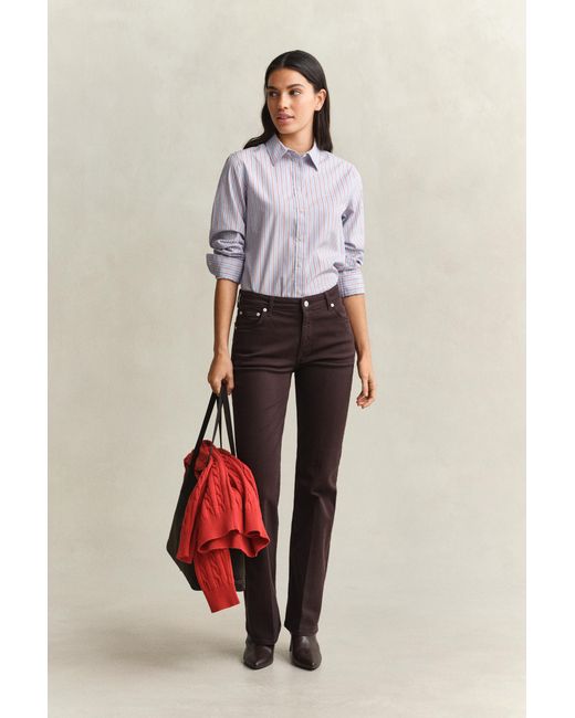 Gant Gray Regular Fit Striped Classic Poplin Shirt
