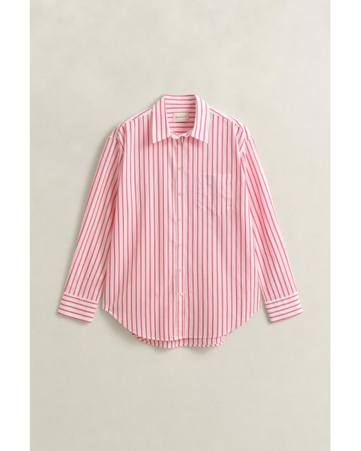 Gant Pink Relaxed Fit Striped Classic Poplin Shirt