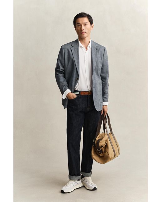 Gant Blue Herringbone Suit Jacket Marine for men