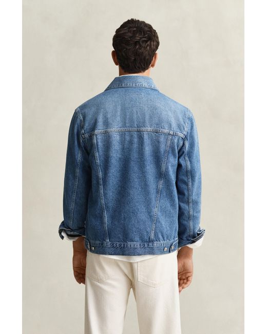 Gant Blue Denim Trucker Jacket Mid for men